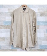 Hickey Freeman Spread Collar Dress Shirt Beige Button Front USA Made Men... - $34.64