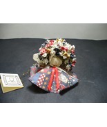 Red White Blue Angel Figure Fabric with Wood &amp; Fake Flower Hair America - $11.57 CAD