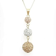 10k Gold Crystal Graduated Crystal Ball Pendant Necklace - £119.47 GBP