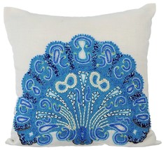 Blue Throw Pillow Covers 16&quot;x16&quot; Cotton, Blue Turkey - £45.67 GBP+