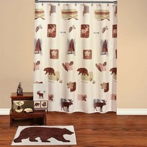 Natures Trail Bathroom Bear Moose Cabin Lodge Shower Curtain Bath Accessories - £12.55 GBP+