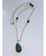Vintage Murano Style Art Glass  Beaded Necklace Pendant Foil Drops &amp; Pea... - €54,68 EUR