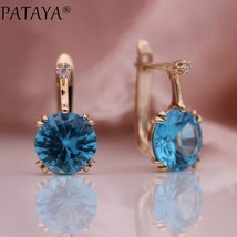 PATAYA 828 Promotion New Round Blue Earrings Women Fashion Noble Wedding Jewelry - £8.11 GBP