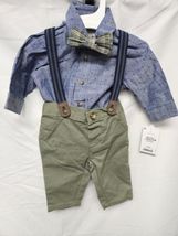 Carter's Just One You Baby Boys' 3m Top & Bottom Set With Bow-Tie - Green/Blue image 2