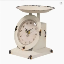 Farmhouse Vintage Look Kitchen Scale Clock Distressed White Reproduction Cottage - £22.97 GBP