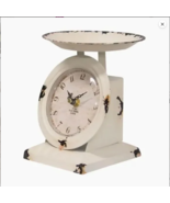 Farmhouse Vintage Look Kitchen Scale Clock Distressed White Reproduction... - $29.05