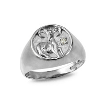 Sterling Silver Aries Zodiac CZ Ring - £39.08 GBP