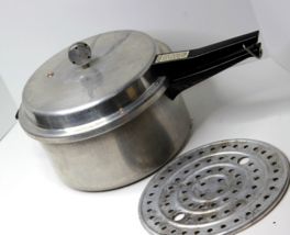 Mirro # 0296 6 Quart Heavy Aluminum Pressure Cooker Canner Made in USA Vintage - £15.95 GBP