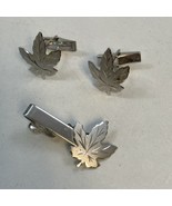 Enco Maple Leaf Sterling Silver Front Cufflinks &amp; Tie Bar - $24.70