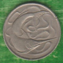 1967 Singapore 20 cents Copper-Nickel Swordfish coin peace Age 56 KM#4 B... - $1.89