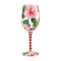 Lolita Wine Glass Pink Hibiscus 9" High 15 oz Gift Boxed Collectible #6007474 - $39.10