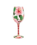 Lolita Wine Glass Pink Hibiscus 9&quot; High 15 oz Gift Boxed Collectible #60... - £30.89 GBP
