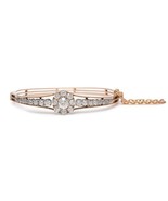 Antique Simulated Round Diamond Bangle Bracelet 4.55Ct 925 Silver Gold P... - €188,34 EUR