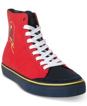 Polo Ralph Lauren Men Hi Top Sneakers Solomon SK VLC US 8.5D Red Multi S... - £38.29 GBP