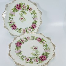 Pair Antique Rosenthal R.C. Malmaison Pansy Porcelain Plate Bavaria 9 inch VTG - £38.29 GBP