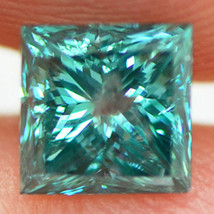 Loose Princess Cut Diamond Real Fancy Blue Color I1 Natural Enhanced 0.96 Carat - £522.10 GBP