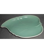 Mid Century PACIFIC POTTERY #3409 Matte Teal/White LEAF DISH Made in Cal... - $29.69