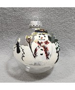 Hand Painted Collectible SNOWMAN Winter Scene Glass Christmas Ball Ornament - $9.40