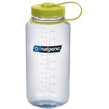 Nalgene Sustain 32oz Wide Mouth Bottle (Clear w/ Green Cap) Recycled Reu... - $15.78