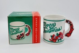 Vintage 1988 The Love Mug Merry Christmas 8 Oz Porcelain Coffee Mug + Or... - £7.92 GBP