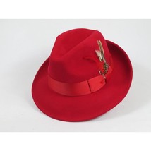 Men's Milani Wool Fedora Hat Soft Crushable Lined FD219 Fire Red image 2