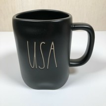 Rae Dunn &quot;USA&quot; Black Mug with White Letters  Black Interior 4th of July 16 ounce - £13.18 GBP