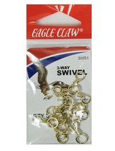 Eagle Claw 3-Way Brass Swivel, Size 1, Pack of 5, Fishing Tackle Hook Bass - £3.02 GBP