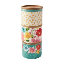 Pioneer Woman Six (6) Piece Stacking Canister Set w/Lids Breezy Blossom ... - £35.46 GBP