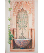 DIBUJO-PINTURA A PASTEL DE UNA FUENTE ARABE DE PARED. - $313.20 CAD
