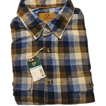 Outdoor Life Campside Flannel Shirt Men L Large Blue Brown Plaid Long Sl... - $19.20