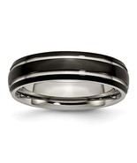 6mm Titanium Grooved Polished Band - $100.99