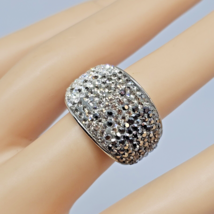 JCM Pave Encrusted Clear Gray Ombre Crystal Stainless Steel Cocktail Ring Size 8 - £18.34 GBP