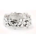 Mele 925 Sterling Silver 7mm Hawaiian Plumeria SILVER Ring  Size 8 - £12.73 GBP