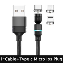 Hot Selling 540 Rotate Magnetic USB Cable Fast Type C Cable Data Charge MiUSB Ca - £5.84 GBP