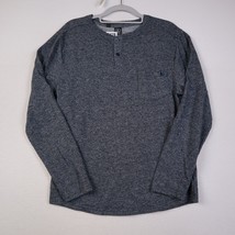 Volcom Henley Shirt Adult M Gray Lightweight Long Sleeve Casual Pocket Mens - £8.58 GBP