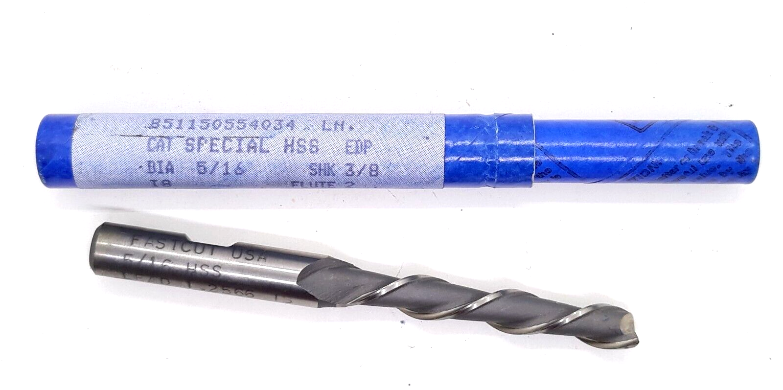 FastCut Tool 2 Flute HSS 5/16&quot;  End Mill 3/8&quot; Shank LOC 2&quot; L.H. - $9.99