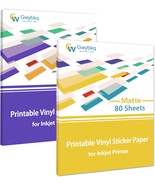 Printable Vinyl Sticker Paper For Inkjet Printer, 80 Sheets Matte White, 50 - £33.02 GBP