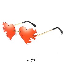 Women Rimless Heart Flame Shape Cycling gles UV400  Gles Novelty  Fe Eyegles Eye - £81.40 GBP