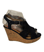 Womens Jellypop Comfort Fit Alexia Navy Crochet Cork Wedge Sandals Size 6.5 - $16.82