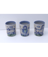 LOT OF 3 M A Hadley Hand Painted Assorted Tumbler Cups Stoneware Ceramic - $55.19
