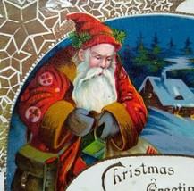 Santa Claus Christmas Postcard Germany Gel Gold Trim Vintage Original Ol... - $31.54