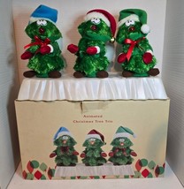 Vintage Working Singing Trio of Christmas Trees  Animated Rocking Around... - $24.18