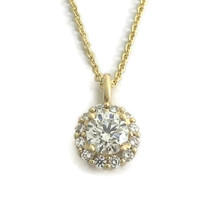 Authenticity Guarantee 
Round Diamond Halo Pendant Necklace 14K Yellow Gold .... - £2,074.32 GBP