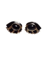 TRIFARI Black Enamel Gold Tone Eye Shape Pierced Stud Earrings - $14.97