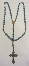 Antique  Rosary blue glass beads/ blue cross  ROME - $71.25