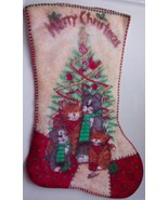 Merry Christmas 3 Cats &amp; 1 Dog Felt Christmas Stocking - $6.99