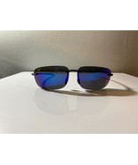 Men&#39;s minimalistic sunglasses with black wire frame and dark blue lenses - $10.00
