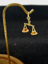 VINT. 1950’s 14K YELLOW GOLD ‘SCALES OF JUSTICE’-TWO RED ENAMELED HEARTS... - $177.21