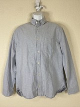 H&amp;M LOGG Men Size L Light Blue Knit Button Up Shirt Long Sleeve Pocket - £7.15 GBP