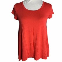 Coral Short Sleeve Stretch Knit High Low Top S Round Neck  - £8.87 GBP